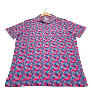 TaylorByrd Performance Golf Polo Shirt Multicolor Paint Abstract, Men's Size L